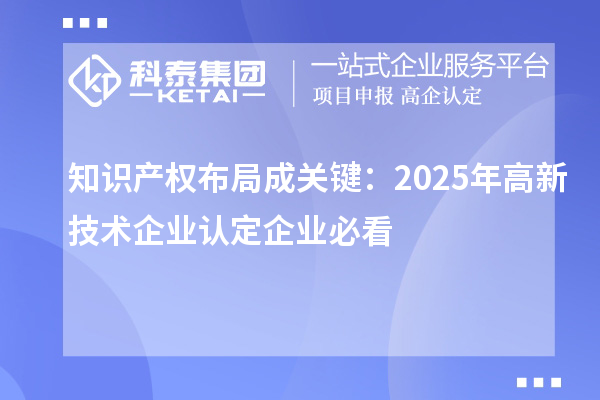 知識產(chǎn)權(quán)布局成關(guān)鍵:2025年高新技術(shù)企業(yè)認定企業(yè)必看