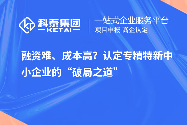 融資難、成本高？認(rèn)定專精特新中小企業(yè)的“破局之道”
