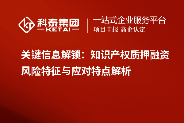 關(guān)鍵信息解鎖:知識產(chǎn)權(quán)質(zhì)押融資風(fēng)險特征與應(yīng)對特點解析
