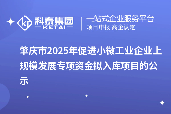 肇慶市2025年促進(jìn)小微工業(yè)企業(yè)上規(guī)模發(fā)展專項資金擬入庫項目的公示