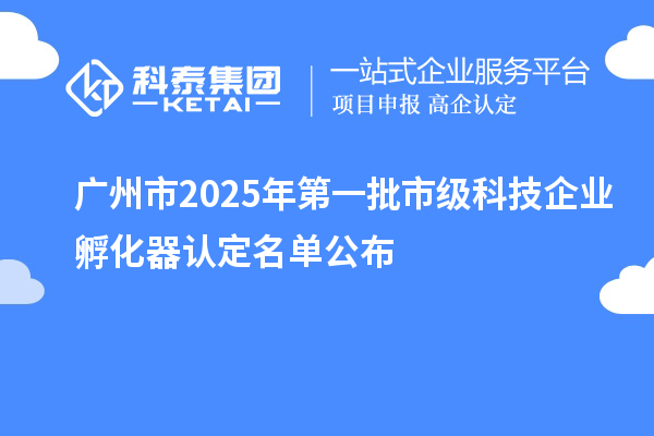 廣州市2025年第一批市級(jí)科技企業(yè)孵化器認(rèn)定名單公布