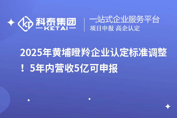2025年黃埔瞪羚企業(yè)認定標準調整！5年內營收5億可申報