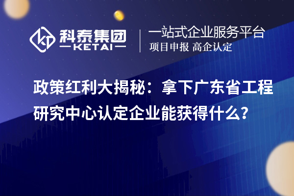政策紅利大揭秘：拿下廣東省工程研究中心認(rèn)定企業(yè)能獲得什么？