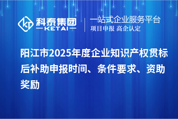 陽(yáng)江市2025年度企業(yè)知識(shí)產(chǎn)權(quán)貫標(biāo)后補(bǔ)助申報(bào)時(shí)間、條件要求、資助獎(jiǎng)勵(lì)