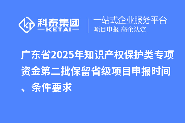 廣東省2025年知識產(chǎn)權(quán)保護(hù)類專項資金第二批保留省級項目申報時間、條件要求