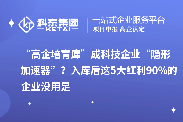 “高企培育庫”成科技企業(yè)“隱形加速器”？入庫后這5大紅利90%的企業(yè)沒用足