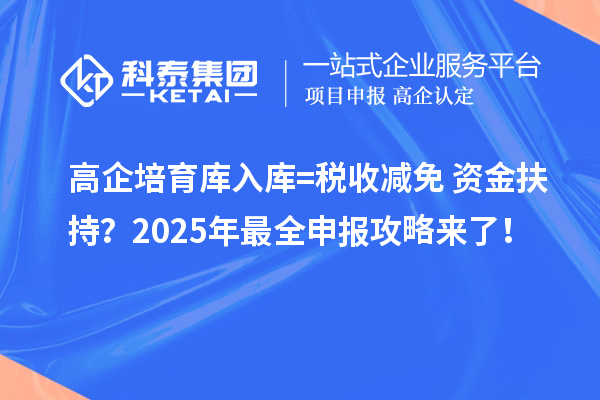 高企培育庫入庫=稅收減免+資金扶持？2025年最全申報攻略來了！