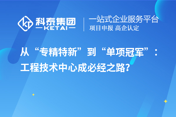 從“專精特新”到“單項(xiàng)冠軍”：工程技術(shù)中心成必經(jīng)之路？