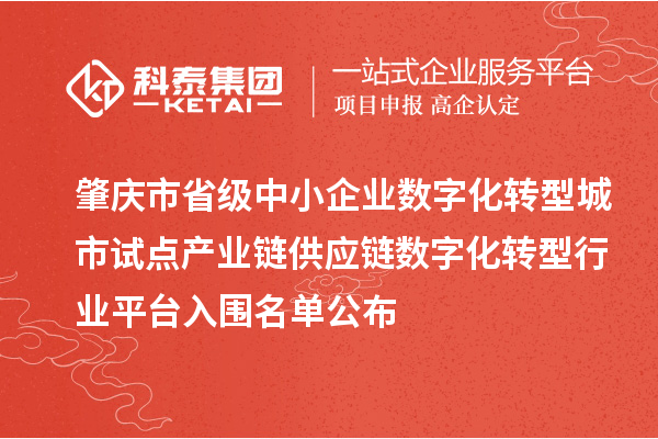 肇慶市省級中小企業(yè)數(shù)字化轉(zhuǎn)型城市試點產(chǎn)業(yè)鏈供應(yīng)鏈數(shù)字化轉(zhuǎn)型行業(yè)平臺入圍名單公布