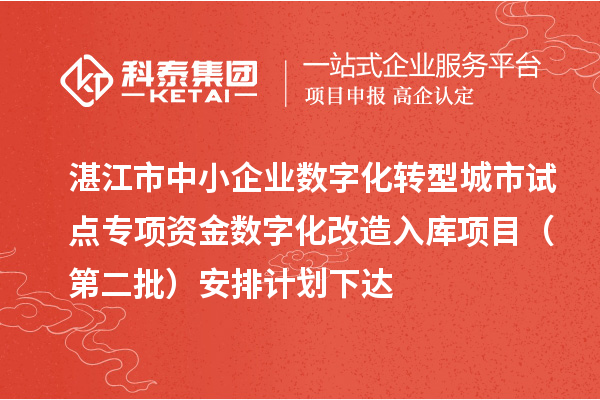 湛江市中小企業(yè)數(shù)字化轉(zhuǎn)型城市試點(diǎn)專(zhuān)項(xiàng)資金數(shù)字化改造入庫(kù)項(xiàng)目(第二批)安排計(jì)劃下達(dá)