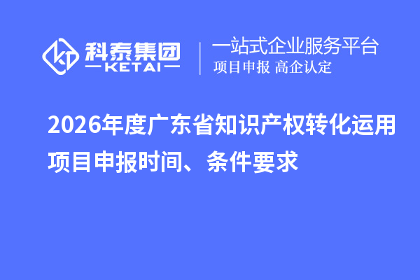 2026年度廣東省知識產(chǎn)權(quán)轉(zhuǎn)化運(yùn)用項目申報時間、條件要求