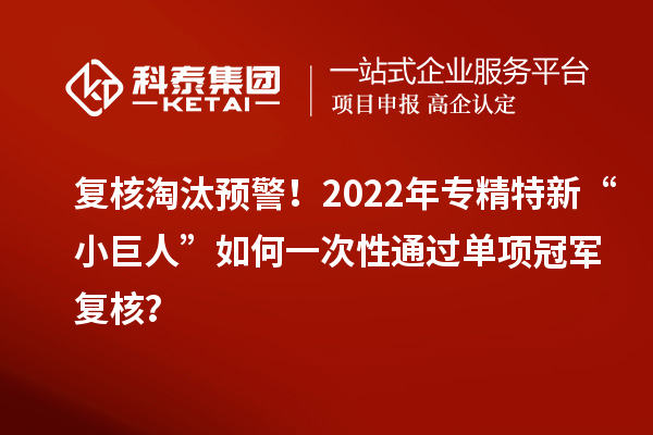 復(fù)核淘汰預(yù)警！2022年專精特新“小巨人”如何一次性通過(guò)單項(xiàng)冠軍復(fù)核？