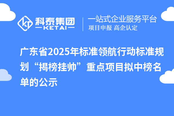 廣東省2025年標(biāo)準(zhǔn)領(lǐng)航行動(dòng)標(biāo)準(zhǔn)規(guī)劃“揭榜掛帥”重點(diǎn)項(xiàng)目擬中榜名單的公示