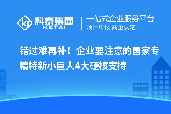 錯(cuò)過難再補(bǔ)！企業(yè)要注意的國家專精特新小巨人4大硬核支持