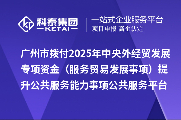 廣州市撥付2025年中央外經貿發(fā)展專項資金(服務貿易發(fā)展事項)提升公共服務能力事項公共服務平臺項目資金