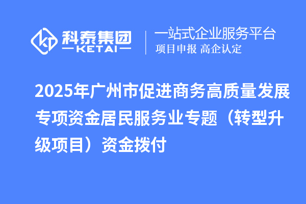 2025年廣州市促進商務高質(zhì)量發(fā)展專項資金居民服務業(yè)專題（轉(zhuǎn)型升級項目）資金撥付