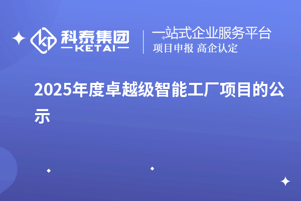 2025年度卓越級智能工廠項目的公示