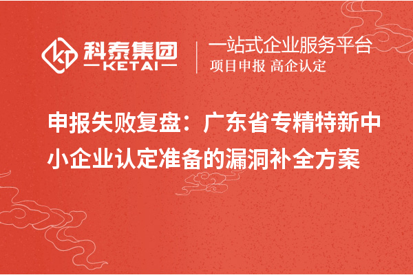 申報失敗復(fù)盤：廣東省專精特新中小企業(yè)認(rèn)定準(zhǔn)備的漏洞補(bǔ)全方案