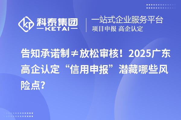 告知承諾制≠放松審核！2025廣東高企認定“信用申報”潛藏哪些風(fēng)險點？