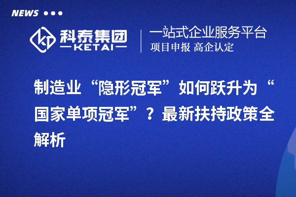 制造業(yè)“隱形冠軍”如何躍升為“國(guó)家單項(xiàng)冠軍”？最新扶持政策全解析
