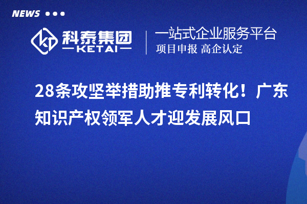 28條攻堅舉措助推專利轉(zhuǎn)化！廣東知識產(chǎn)權(quán)領(lǐng)軍人才迎發(fā)展風(fēng)口