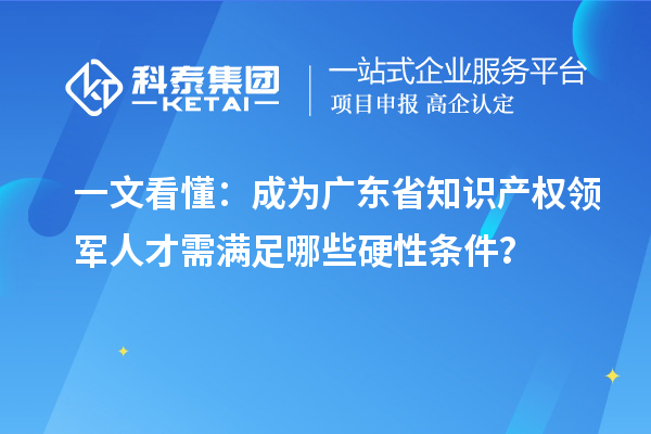 一文看懂：成為廣東省知識產(chǎn)權領軍人才需滿足哪些硬性條件？