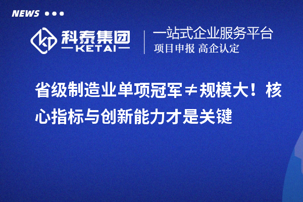 省級(jí)制造業(yè)單項(xiàng)冠軍≠規(guī)模大！核心指標(biāo)與創(chuàng)新能力才是關(guān)鍵