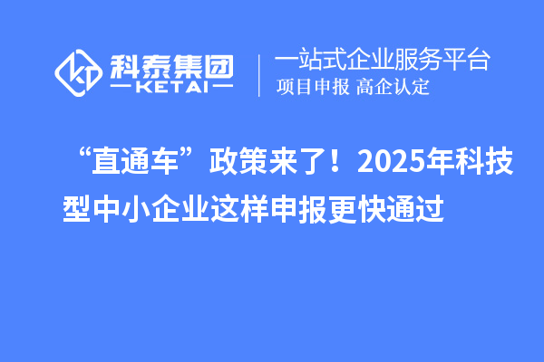 “直通車”政策來了！2025年科技型中小企業(yè)這樣申報更快通過