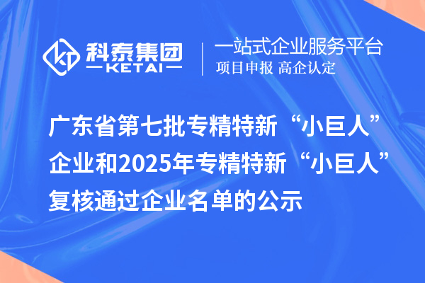 廣東省第七批專精特新“小巨人”企業(yè)和2025年專精特新“小巨人”復(fù)核通過企業(yè)名單的公示