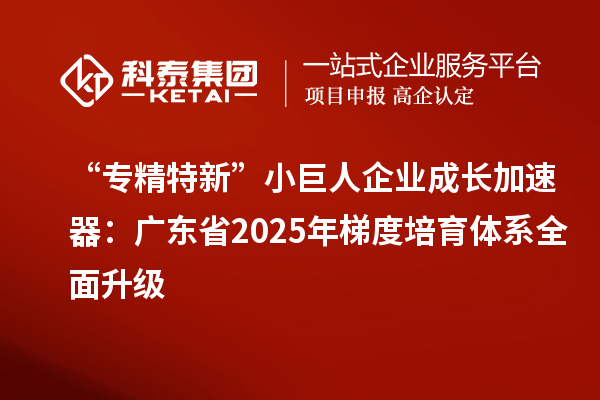 “專(zhuān)精特新”小巨人企業(yè)成長(zhǎng)加速器：廣東省2025年梯度培育體系全面升級(jí)