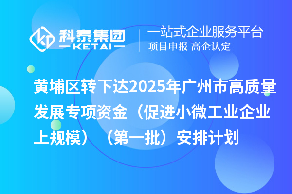 黃埔區(qū)轉(zhuǎn)下達(dá)2025年廣州市促進(jìn)工業(yè)和信息化產(chǎn)業(yè)高質(zhì)量發(fā)展專項資金(促進(jìn)小微工業(yè)企業(yè)上規(guī)模)(第一批)安排計劃