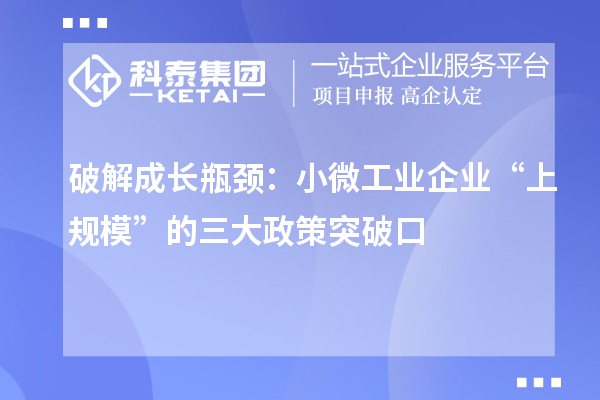 破解成長瓶頸:小微工業(yè)企業(yè)“上規(guī)模”的三大政策突破口