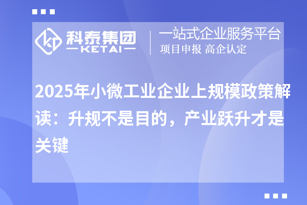 2025年小微工業(yè)企業(yè)上規(guī)模政策解讀：升規(guī)不是目的，產業(yè)躍升才是關鍵