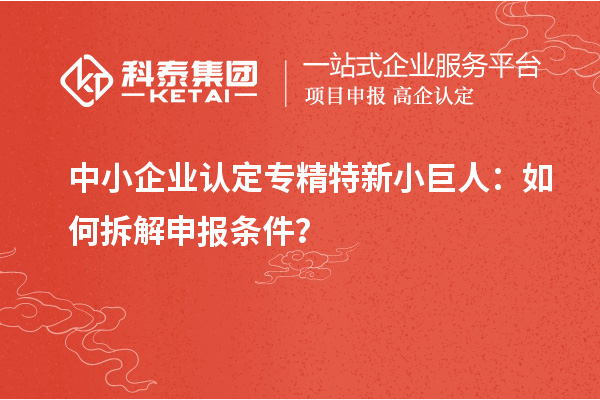 中小企業(yè)認(rèn)定專精特新小巨人：如何拆解申報條件？