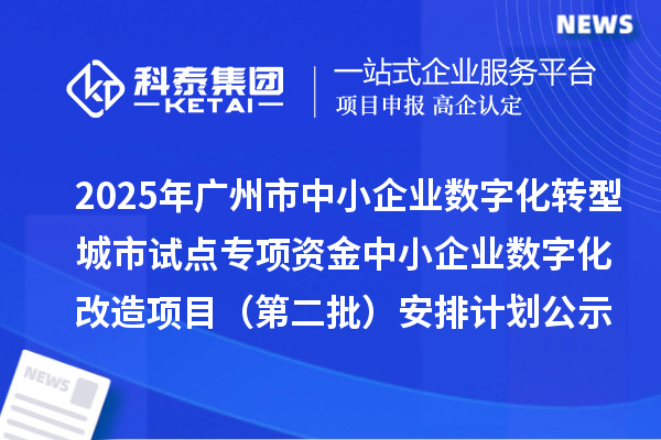 2025年廣州市中小企業(yè)數字化轉型城市試點專項資金中小企業(yè)數字化改造項目(第二批)安排計劃公示