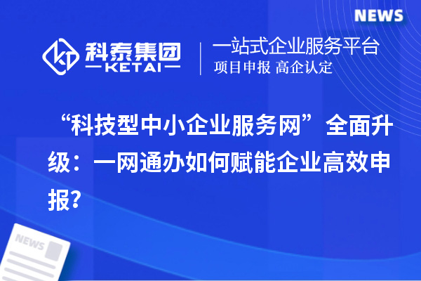 “科技型中小企業(yè)服務(wù)網(wǎng)”全面升級(jí)：一網(wǎng)通辦如何賦能企業(yè)高效申報(bào)？