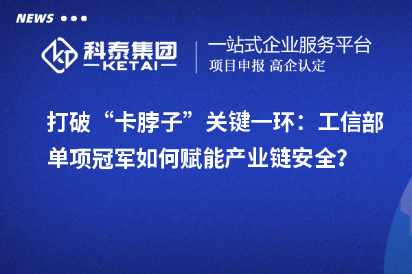 打破“卡脖子”關鍵一環(huán)：工信部單項冠軍如何賦能產業(yè)鏈安全？
