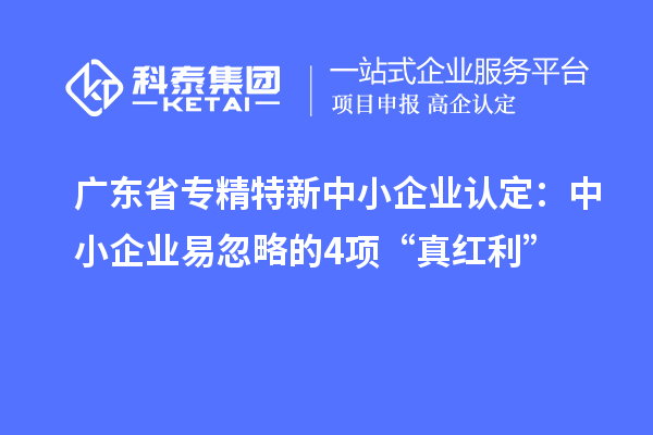 廣東省專精特新中小企業(yè)認(rèn)定：中小企業(yè)易忽略的4項(xiàng)“真紅利”