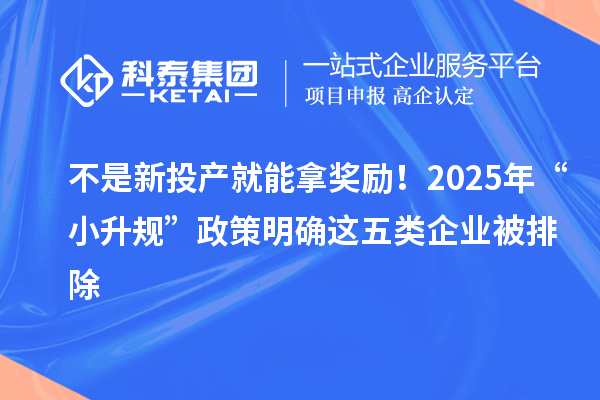 不是新投產(chǎn)就能拿獎勵！2025年“小升規(guī)”政策明確這五類企業(yè)被排除