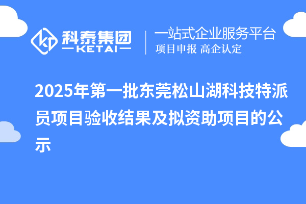 2025年第一批東莞松山湖科技特派員項目驗收結果及擬資助項目的公示