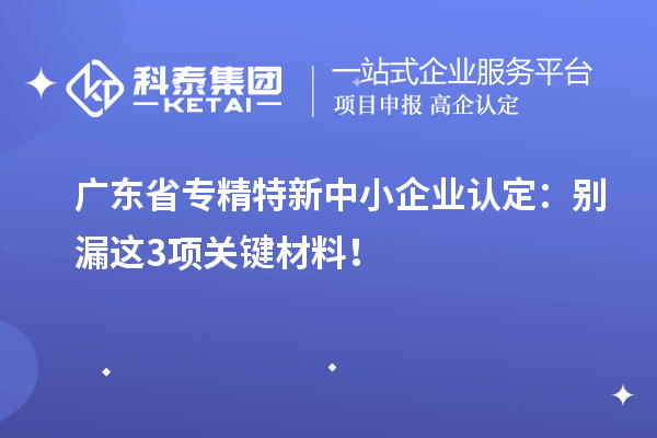 廣東省專精特新中小企業(yè)認(rèn)定：別漏這3項(xiàng)關(guān)鍵材料！
