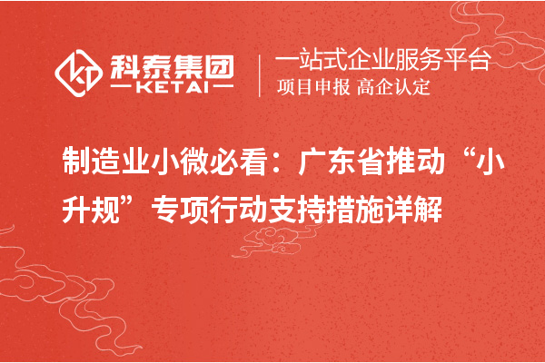 制造業(yè)小微必看：廣東省推動(dòng)“小升規(guī)”專項(xiàng)行動(dòng)支持措施詳解