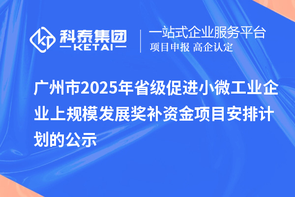 廣州市2025年省級促進(jìn)小微工業(yè)企業(yè)上規(guī)模發(fā)展獎(jiǎng)補(bǔ)資金項(xiàng)目安排計(jì)劃的公示
