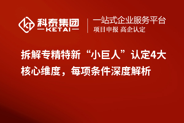 拆解專精特新“小巨人”認(rèn)定4大核心維度，每項(xiàng)條件深度解析
