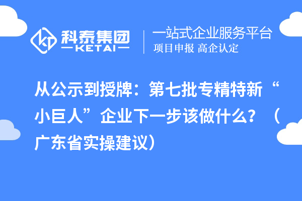 從公示到授牌：第七批專精特新“小巨人”企業(yè)下一步該做什么？（廣東省實操建議）
