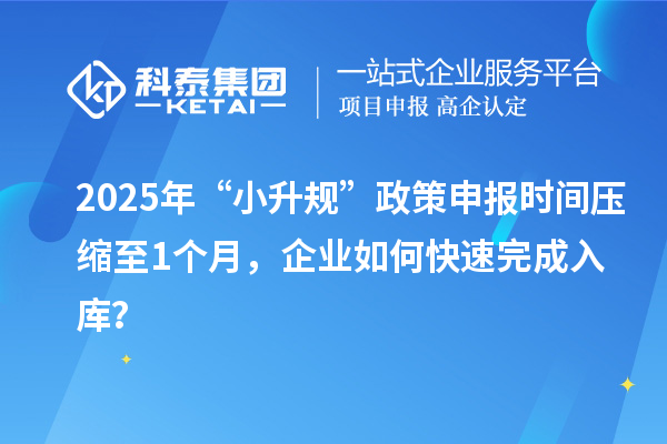 2025年“小升規(guī)”政策申報(bào)時(shí)間壓縮至1個(gè)月，企業(yè)如何快速完成入庫？