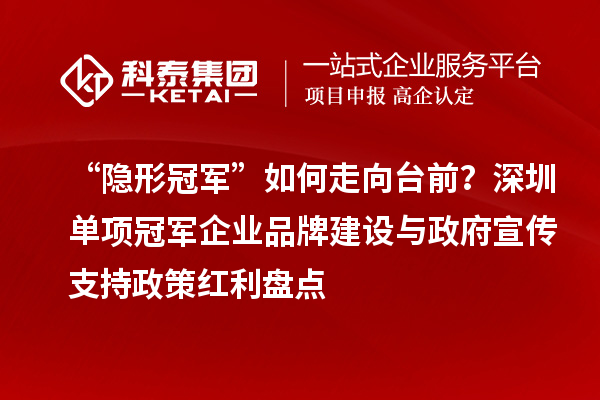 “隱形冠軍”如何走向臺(tái)前？深圳單項(xiàng)冠軍企業(yè)品牌建設(shè)與政府宣傳支持政策紅利盤點(diǎn)