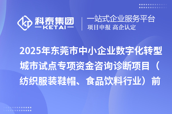 2025年東莞市中小企業(yè)數(shù)字化轉型城市試點專項資金咨詢診斷項目（紡織服裝鞋帽、食品飲料行業(yè)）前置性審核結果的公告