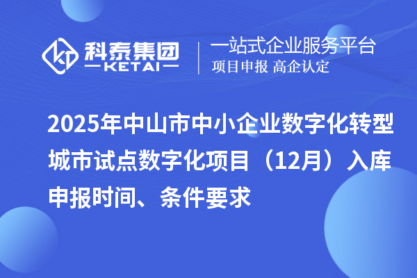 2025年中山市中小企業(yè)數(shù)字化轉(zhuǎn)型城市試點(diǎn)數(shù)字化項(xiàng)目（12月）入庫申報(bào)時(shí)間、條件要求