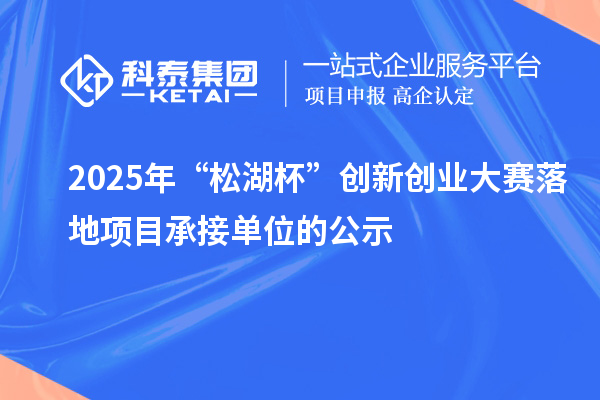 2025年“松湖杯”創(chuàng)新創(chuàng)業(yè)大賽落地項(xiàng)目承接單位的公示